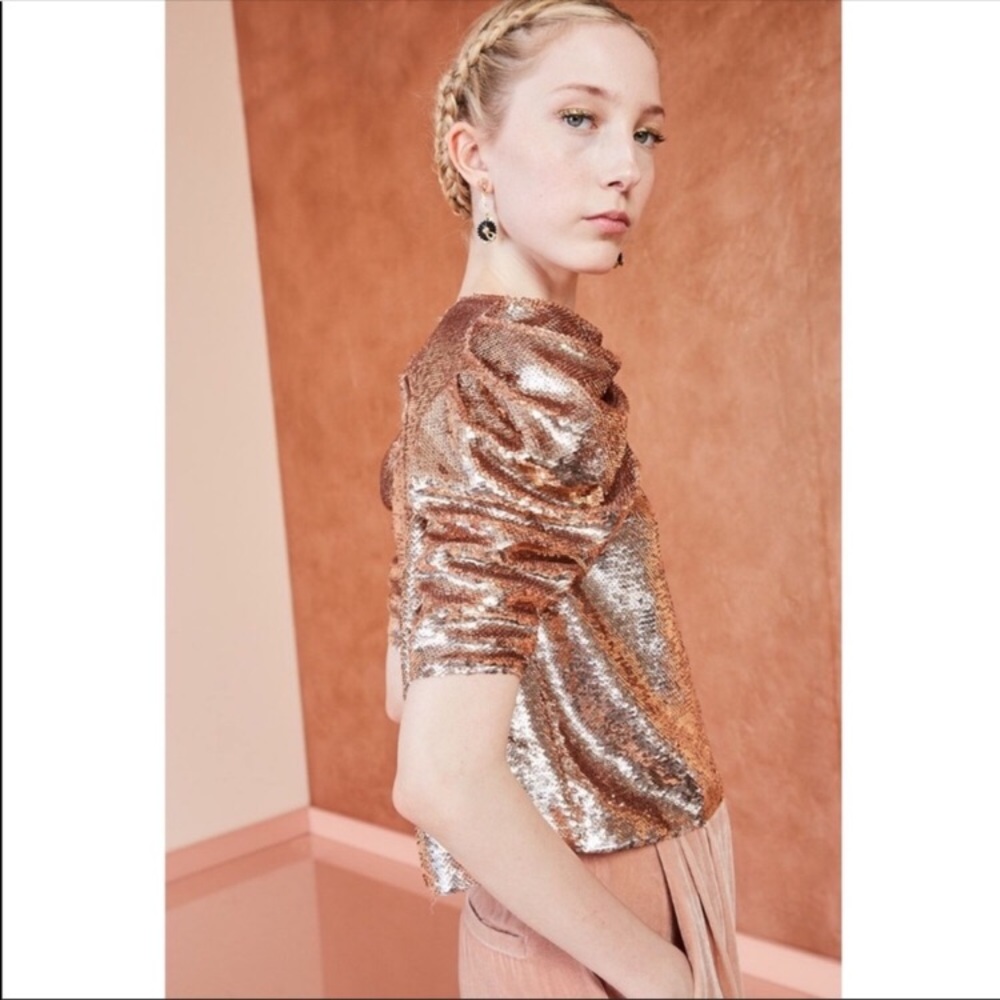 Ulla Johnson rose gold sequin Rae blouse